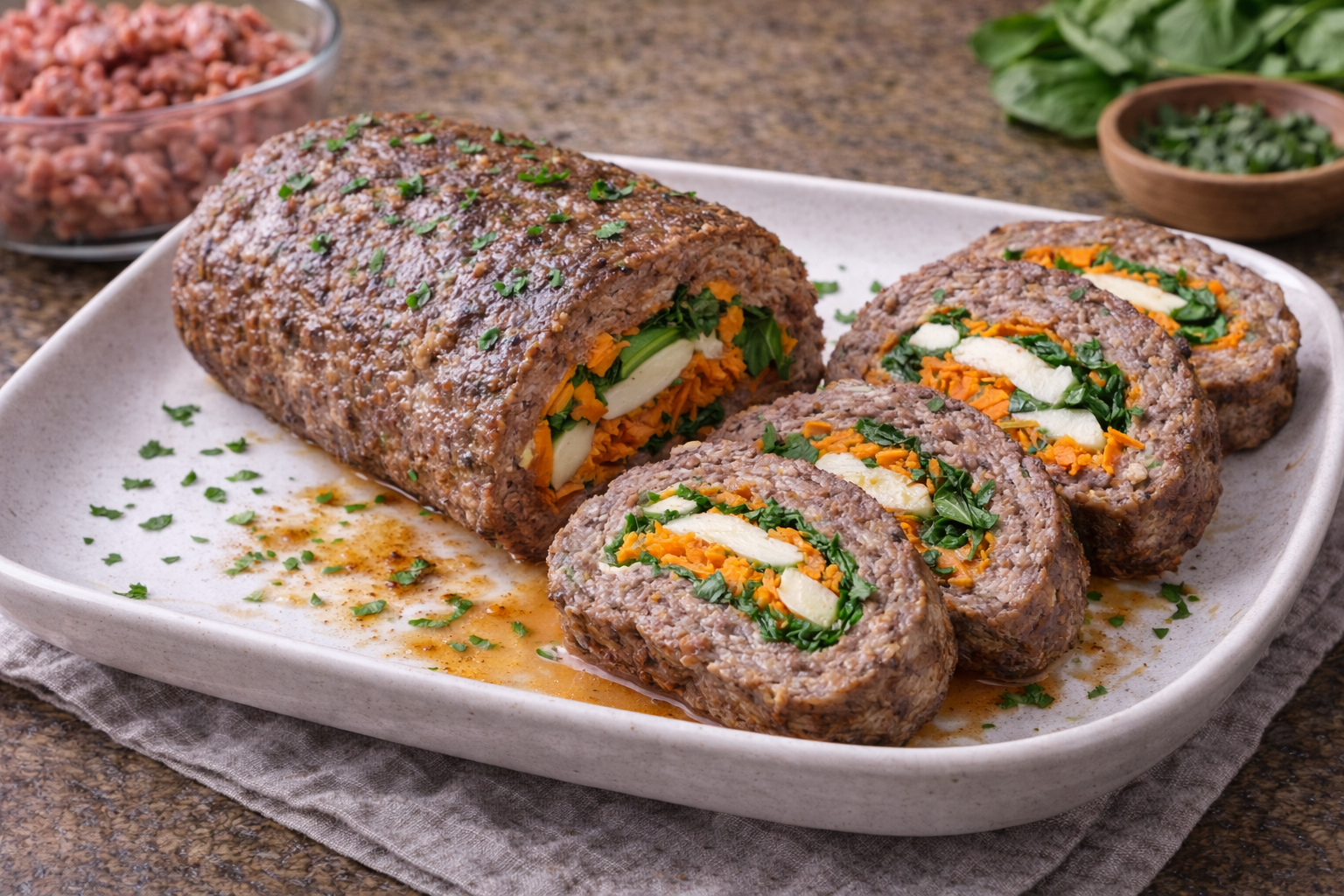 Rocambole de carne moída